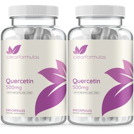ClearFormulas Quercetin 500mg (2 Pack) with Bromelain and Zinc Supplement 240 Capsules Quercetin Dihydrate