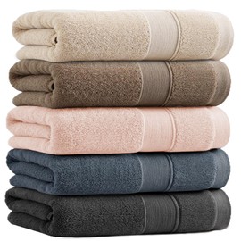 HOSUR Face Towel, 100% Cotton, Hotel Specifications, Thick, Fluffy, Volume, Fast Absorption, Durable, Quick Drying, Instant Absorption Durability, Plain, Less Pilling (Combination Color B, Set of 5