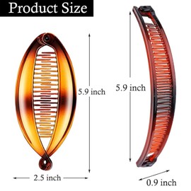 4 Pcs Vintage Banana Hair Clips No Slip Fishtail Hair Clip Combs French Double Comb Banana Clip Set Classic Clincher Combs Ponytail Holder Hair Accessories for Women Girls Long Curly or Straight Hair