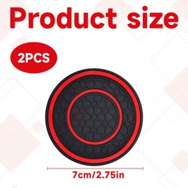 Car Cup Holder Coaster,2 PCS 2.75 Inch Anti-Slip Shockproof Car Coasters for Cup Holders,Car Cup Holder Insert Cup Mats,Universal Car Accessories Interior for Most Cars, SUV, Truck(Red)