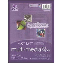 Pacon PAC4841 Art1st Mixed Media Art Paper, 9" x 12", White, 60 Sheets