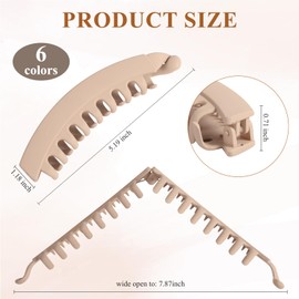 6 Pcs Banana Hair Clips, 5.1 Inch Large Banana Hair Clips for Women Girls, Cute Claw Hair Clips for Thick Thin Hair, Nonslip Banana Combs for Ponytail Holders