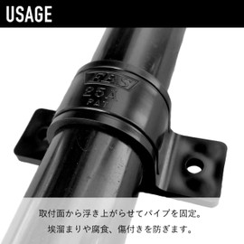 Kouei Kasei KFBS01-0605 Resin Saddle Band, 1.9 inches (48.6 mm), Single Pipe Fixing Fittings, Joints, Plumbing, Walls, Fasteners, Black, 20 Pieces