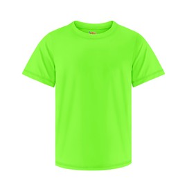 Boys Athletic Shirts UPF 50+ Soccer Tshirt Quick Dry Neon Shirt Activewear Rash Guard for Kids Youth 2T-16 Years, Neon Green, 4T