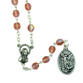 VILLAGE GIFT IMPORTERS Italian Glass Crystal Chaplets | 4 Colors | Saint Michael and Guardian Angel Medal | The Chaplet of St. Michael the Archangel, Glass