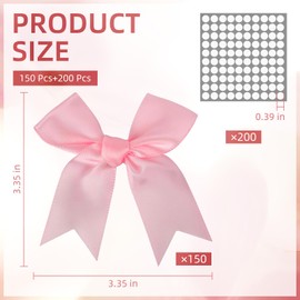 Pink Bows 150 Pcs Satin Ribbon Bows 3.3 in Craft Bows for Gift Wrapping Sewing DIY Crafts Dress Hair Flowers Bakery Wrapping Wedding Birthday Party Christmas Tree Decoration (Pink)