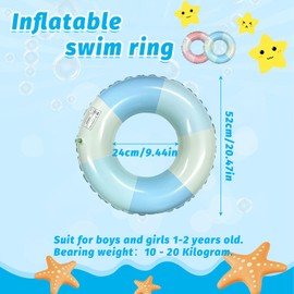 SAIIURV 2 Pieces Kids Inflatable Swimming Ring, Inflatable Pool Floating Toy, Diameter 52 cm Swimming Hoop For Summer Beach Party, Rubber Ring For Kids 1-2 Years Old (Blue and Pink)
