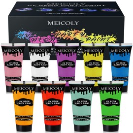 MEICOLY Glow Blacklight Face Body Paint Set,Neon Face Paint Kit,1.06x9oz/Box with Sponges,Blacklight Reactive Paints,Glow in the Dark Body Paint Neon Party Supplies,Neon Fluorescent Face Paint Makeup