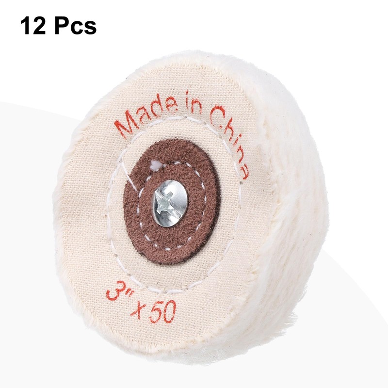 uxcell 3-Inch Buffing Polishing Pad Wheel Cotton with 15/64-inch Handle