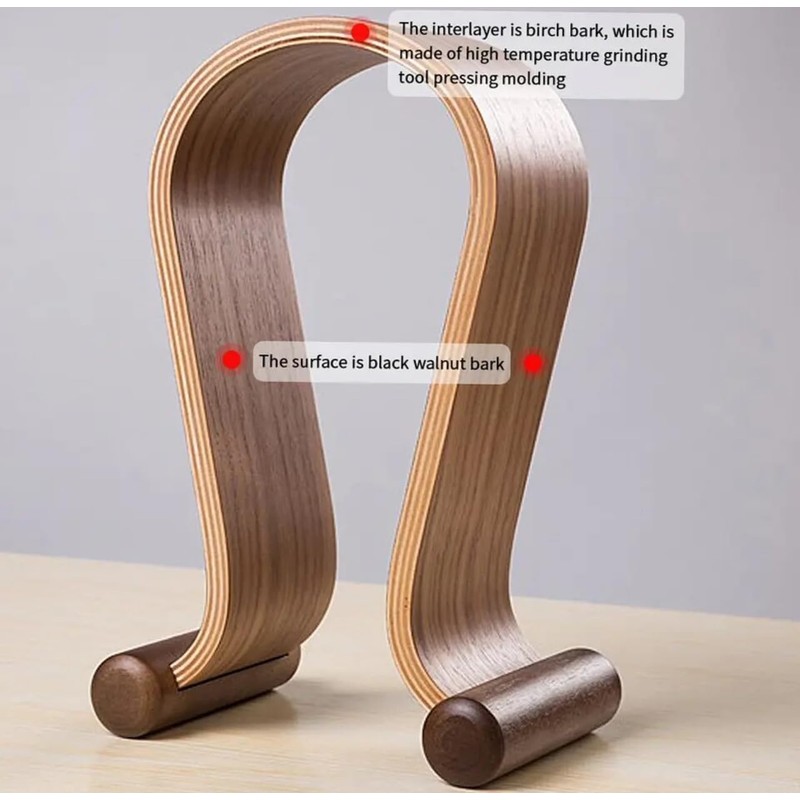 IQ Labs Gaming Headphone Stand Wooden Headest Hanger/Holder/Mount Omega Walnut
