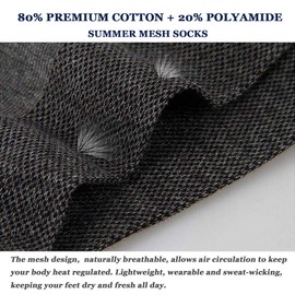 6 Pack Mens Ultra Thin Breathable Socks Summer Mesh Cotton Business Dress Sock Large Size 10-13, 6pairs Grey, Large