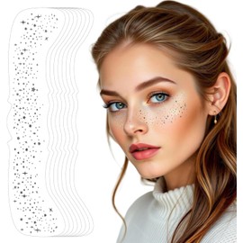 6 PiezasTatuajes Temporales para Mujer,pecas de glitter,Tatuajes Temporales de Pecas con Purpurina Dorada, a Prueba de Agua, para Festivales y Fiesta (Plateado)