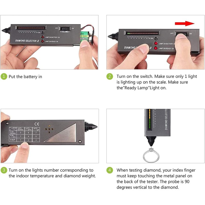 Jewelry Diamond Tester,200g/0.01g Mini Jewelry Scale,60X Mini LED Magnifying Diamonds