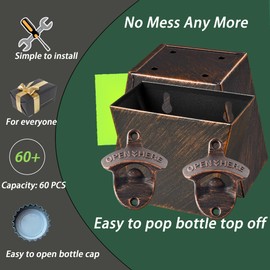 HAIICEN Antique Copper Stainless Bottle Opener Wall Mounted with Cap Catcher Drainage Openings Bundle Outdoor (Pack of 2)