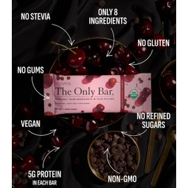 Truvani Plant Based Snack Bars | Cherry Chocolate Chip 1 Pack | 5g Protein | USDA Organic and Vegan | The Only Bar | Dairy, Soy, and Gluten Free | Individually Wrapped