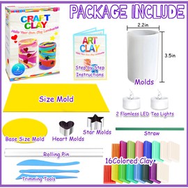 Make Your Own Clay Luminaries - Clay Lanterns Making Kit Activity for Boys Girls Age 6 7 8 9 10 11 12 Year Old and up - Arts and Crafts Kit for 8-12 Year Olds