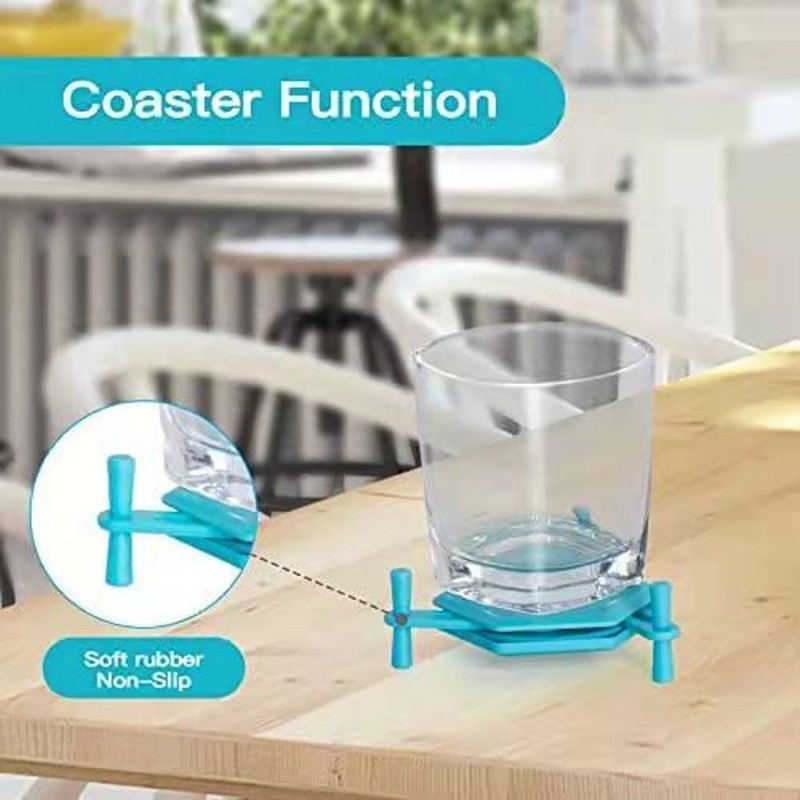 4Pcs Hexagonal Coaster Stylish Adjustable Multipurpose Hexagonal Coasters for Drinks