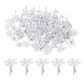 PATIKIL Brads Paper Fasteners, 100 Pcs Mini Metal Snowflake Pastel Brads Round Head Fastener Split Pins for Art Craft Scrapbooking DIY Supplies, White, 0.5"x0.6"