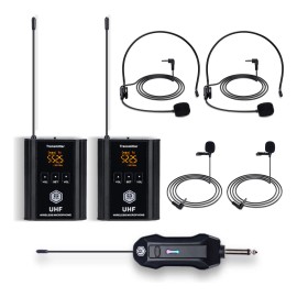 Micrófono Inalámbrico WinMix A1-2 Solapa y Diadema 2 Bodypack Negros
