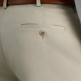 Haggar mens Premium No Iron Classic Fit Expandable Waist Plain Front dress pants, Sand, 42W x 29L US