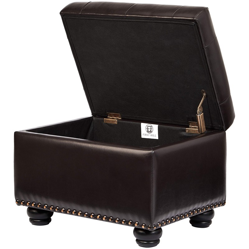 FIRST HILL FHW Deep Tufting Storage Ottoman, Espresso