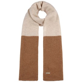 Seeberger Twotone Block Cashmere Scarf Knitted Scarf Wool Scarf Women's Scarf, camel