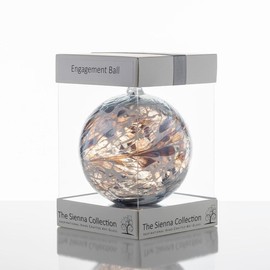 Sienna Glass Engagement Friendship Ball – 10cm Handcrafted Silver Glass Ornament with Ribbon – Unique Gift for Engagement Celebrations