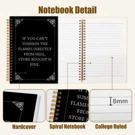 Likjad Funny Gothic Spiral Notebook Journal 5.5x8.3, Funny Gothic Witchy Journals for Writing, If You Can't Summon the Flames Directly Sarcastic Hardcover Notebooks for Note Taking