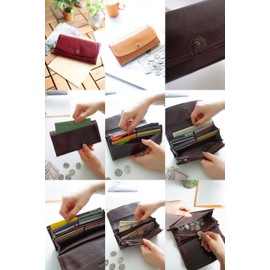 Dakota DA-32013 Women's Long Wallet, L-Shaped Zipper, Genuine Leather, Camel