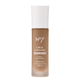 No7 Lift & Luminate Triple Action Serum Foundation - Deep Beige - Liquid Foundation Makeup with SPF 15 for Dewy, Glowy Base - Radiant Serum Foundation for Mature Skin (30ml)