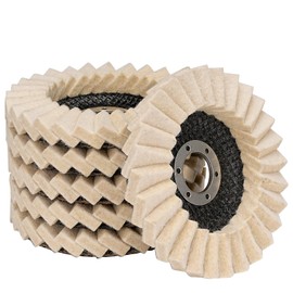 NuoDunco 6-Pack Felt Flap Disc Abrasives 4-1/2" x 7/8" Arbor, Wool Polishing Buffing Wheel Pad for Angle Grinder