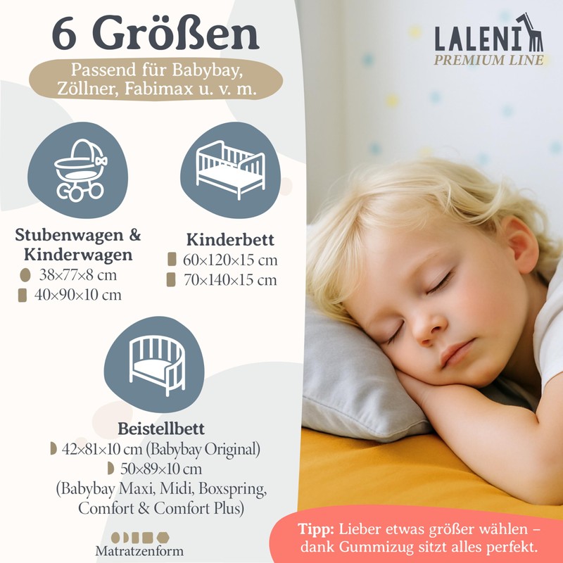 Laleni Premium fitted sheets for baby bed, breathable, 100% cotton