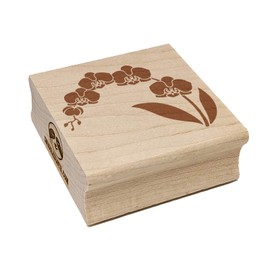 Stem of Orchids Flowers Square Rubber Stamp for Stamping Crafting - 1.75in Medium