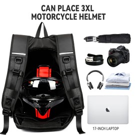Motorcycle Backpacks for Men Women Waterproof Helmet Backpack, Motorcycle Accessories, Laptop Bags, Travel Backpacks, Student School Bags,Black v2