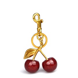 Cherry Bag Charm with Key Ring and Clip, Cherry Keychain Accessories for Purses/Bags/Car Key, Best Gifts for Women/Her (Red)
