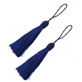 20pcs 15.5cm/6 Inches Silky Floss bookmark Tassels with 2-Inch Cord Loop and Small Chinese Knot for Jewelry Making, Souvenir, Bookmarks, DIY Craft Accessory (Dark Blue)