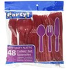 Red Assorted Disposable Cutlery, 48 Piece Set, 16 Spoons, 16