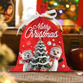 29 * 42cm Christmas Bags,DXTXTJ 4Pcs Wrapping Bags,Red Medium Xmas Bags for Presents Christmas