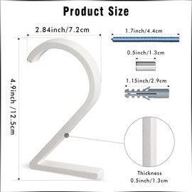 VONDERSO 5 Inch Floating House Numbers and Letters for Outside, Modern Metal Address Number 2, with Weather-Resistant White Crystal Powder Coated Finish, Stain Resistant, No Paint Peeling (White)