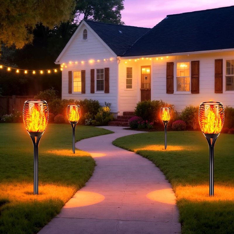 Walensee Solar Tiki Torches with Flickering Flame,96 LED Solar Torch