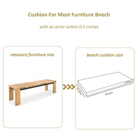 Outdoor Waterproof Bench Cushion 48x16x2 inches, High-Density Comfortable Memory Foam Cushion, Anti-Slip Smooth Zipper and Fade Resistant Seat Pad for Patio Garden Swing Porch Furniture - Dark Blue