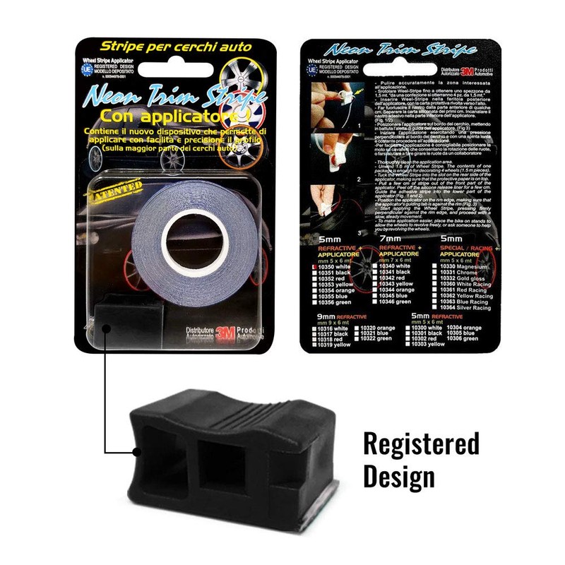 Quattroerre Refractive Wheel Trim Stripes with Applicator for Car Rims,