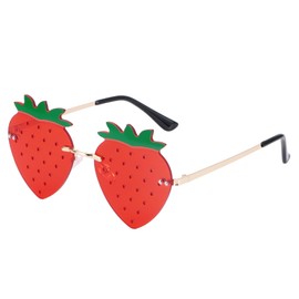 Dazzleimart Strawberry Shape Sunglasses Retro Trendy Fun Sun Glasses for Women Men Christmas Decorations Party Favor (Red)