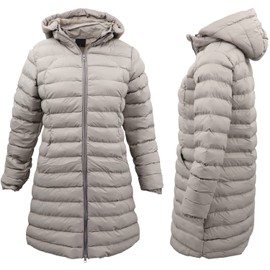 Zmart Australia Women's Longline Padded Hooded Jacket Puffer Puffy Quilted Windproof Zip Coat, Grey, 18