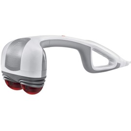 Homedics Back Massager - Heated Automatic Percussion Back, Body and Neck Massager with Duel Pivoting Heads, Interchangeable Nodes, for Shoulders, Legs and Feet, White