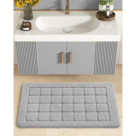 Color&Geometry Gray Bathroom Rugs Non Slip Washable- 17"x30" Luxury Absorbent Bath Mats for Bathroom, Sink, Bathtub, Thick Soft Shower Mat Outside Shower