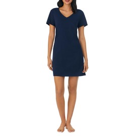 Nautica Women's V-Neck Sleep Shirt, 100% Cotton Jersey, Navy, XL