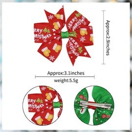 6 Packs Christmas Hair Bow Clips Baby Christmas Cute Snowman Snowflake Lattice Design Bows Clips Hairgrips Boutique Grosgrain Hair Barrette for Toddler Infants Kids New Years Costume Party Hair Supply