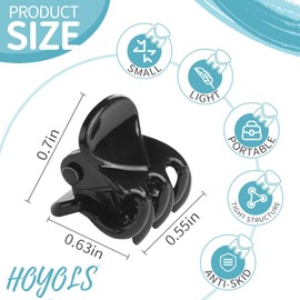 Hoyols 48 pcs Black Hair Clips Small, Mini Hair Claw Clips Jaw Clamps for Women Girls Fine Short Medium to Thick Hair, Little Non Slip Secure Hold Hair Styling Accessories in Plastic Box Bulk (Black)