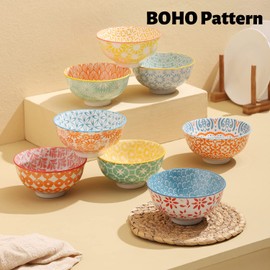 FERAHI Ceramic Bowls, 10 Oz Small Bowl, Set of 8 Ice Cream Bowls, Dessert Bowl for Salsa, Rice, Sauce, Side Dishes, Snack, Condiment, 4.75 Inch-Microwave Dishwasher Safe